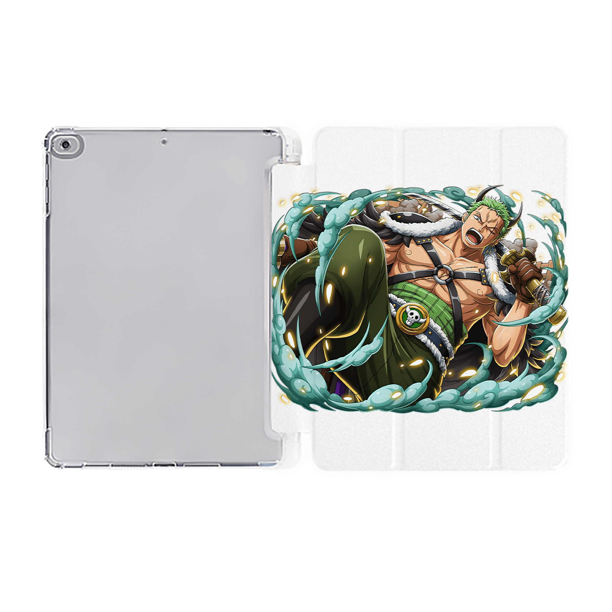 （画像用） ワンピース ロロノア・ゾロ ONE PIECE Roronoa Zoro IPad ケース ペン収納付き 三つ折りスタンド PUレザー×シリコン 対応機種9.5/10.5/10.9インチ